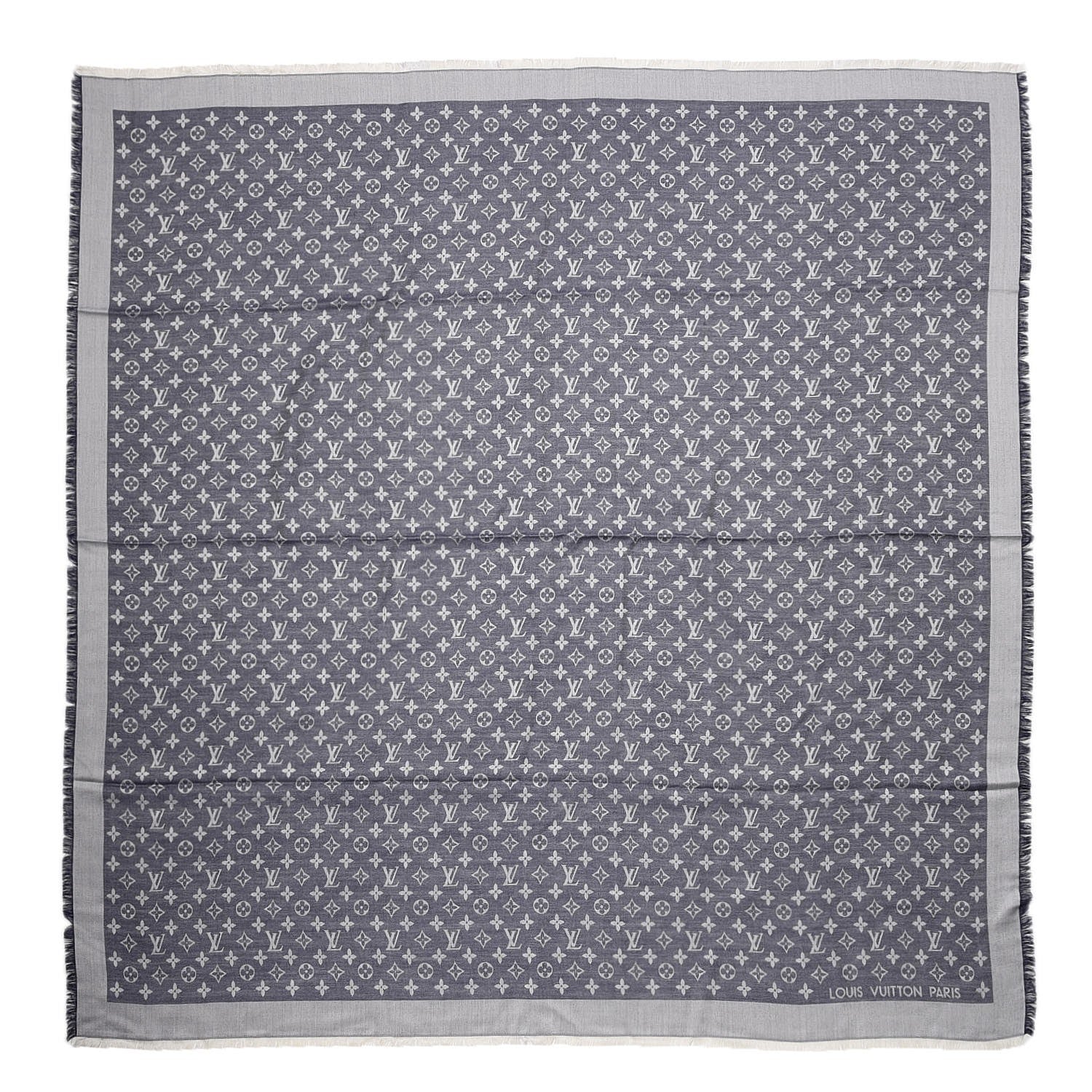 Louis Vuitton Silk Wool Monogram Denim Shawl Blue 1 of 4