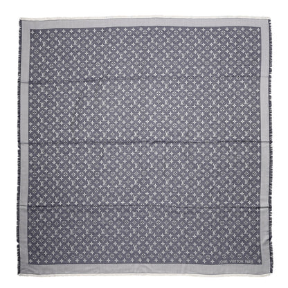 Louis Vuitton Silk Wool Monogram Denim Shawl Blue 1 of 4