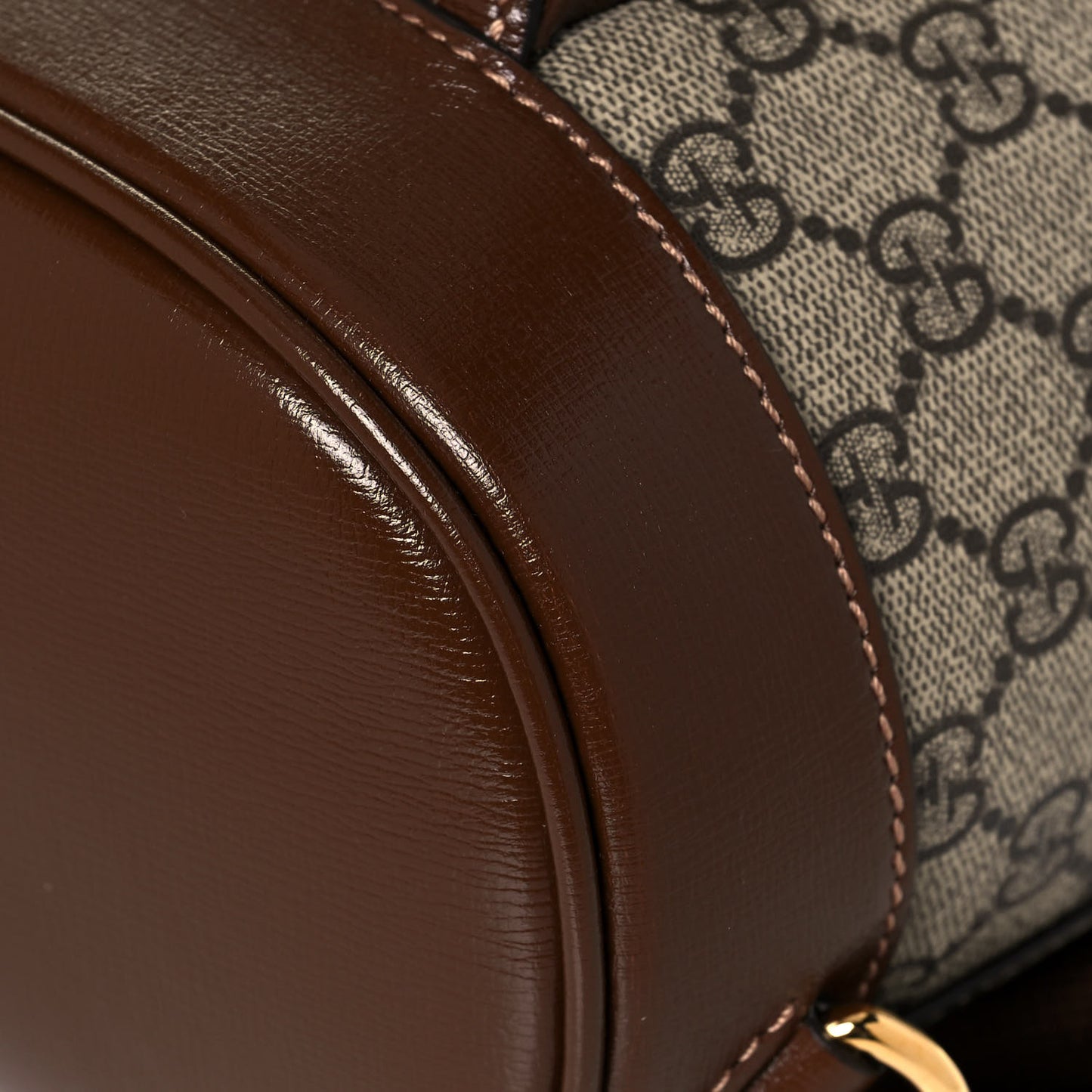 GG Supreme Monogram Azalea Calfskin Retro Interlocking G Buckle Backpack Beige Ebony Brown Sugar