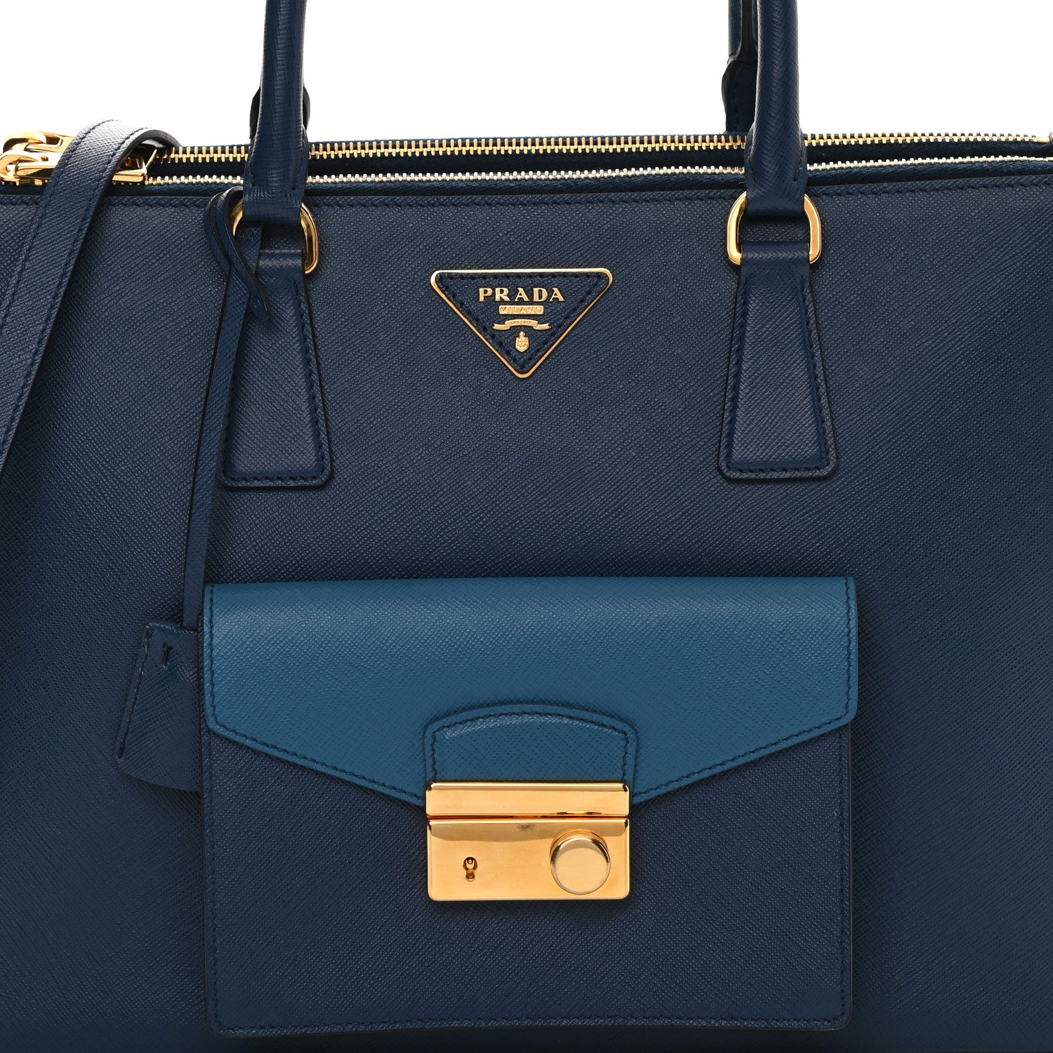 Prada Saffiano Lux Galleria Front Pocket Tote Bluette Cobalto 10 of 17