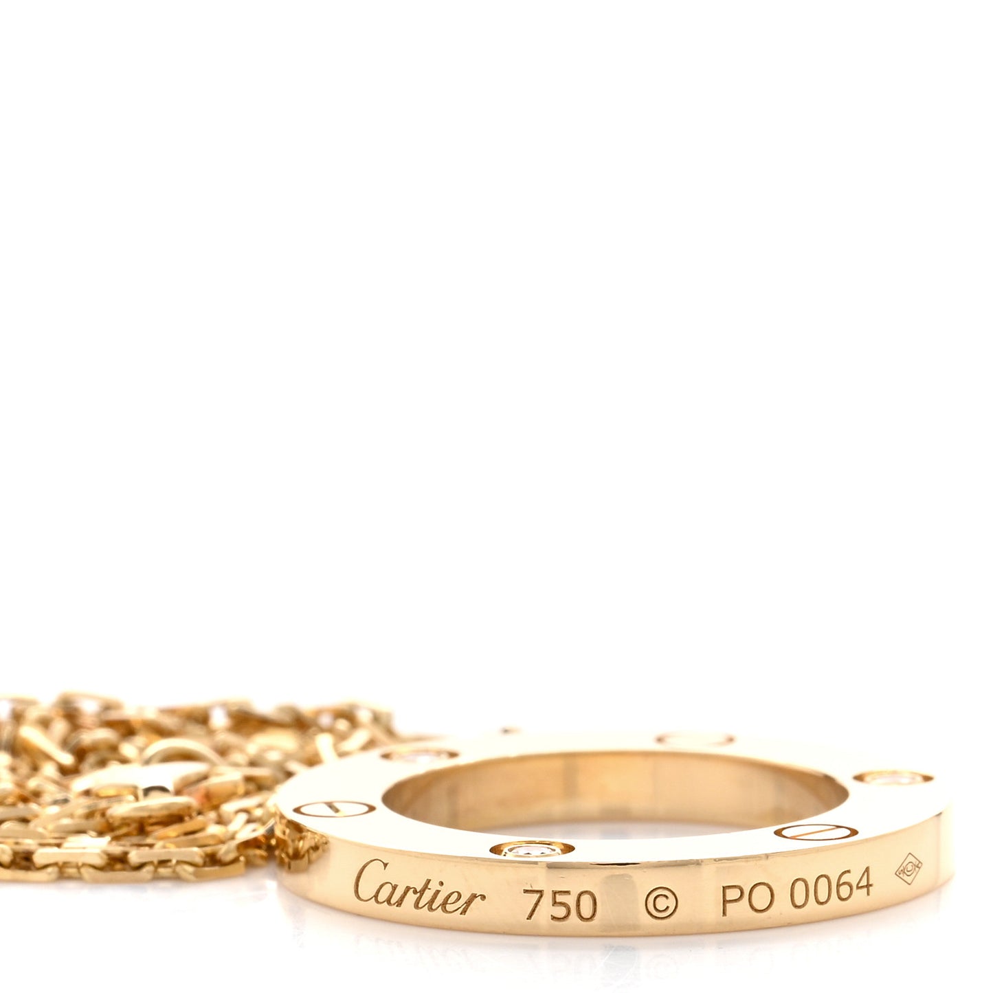 18K Yellow Gold 3 Diamonds LOVE Pendant Necklace