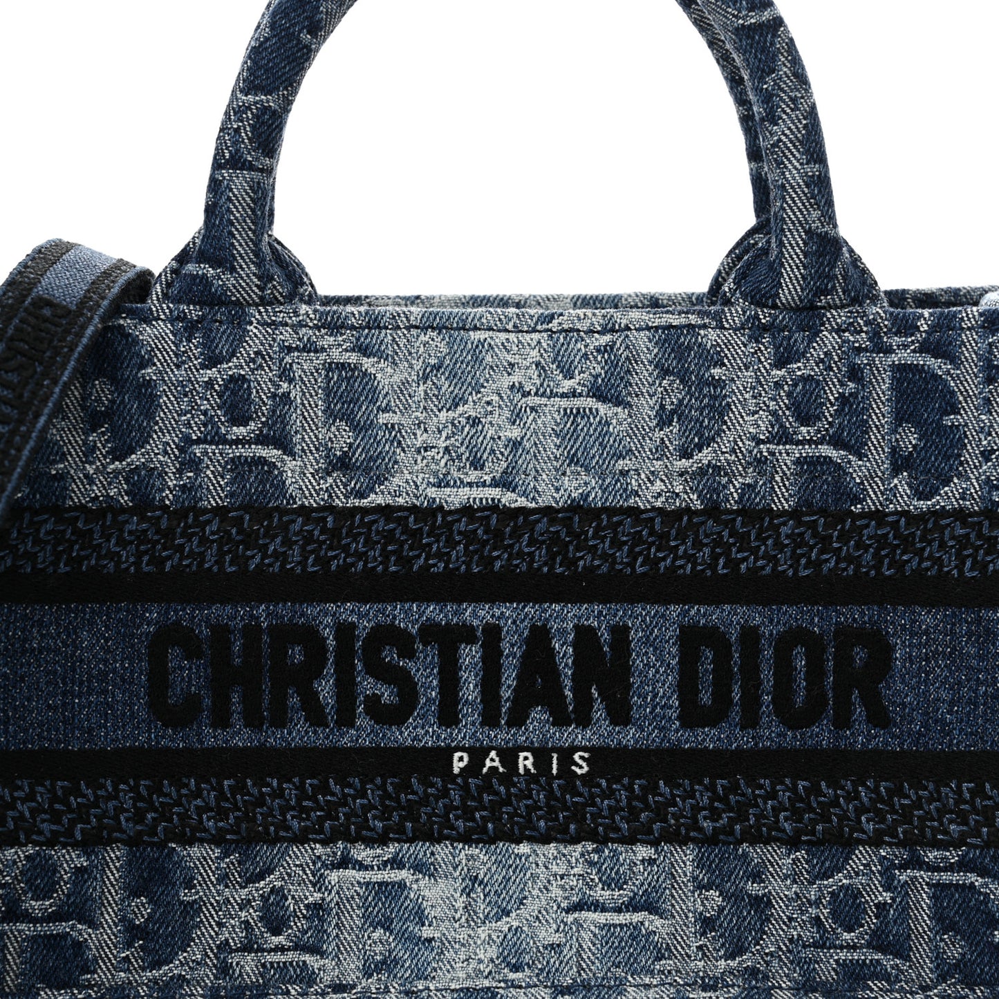 Denim Oblique Mini Book Tote With Strap Blue