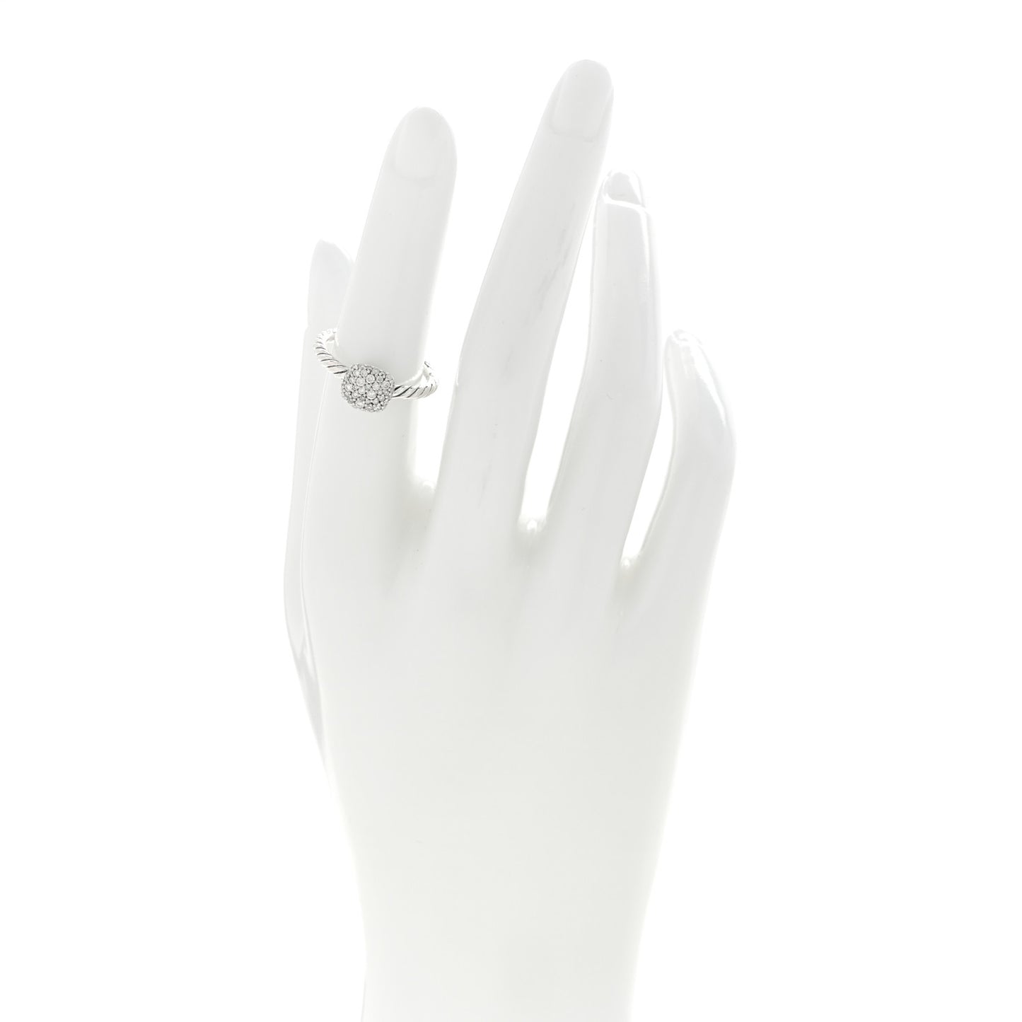 Sterling Silver Pave Diamond 8mm Petite Cushion Ring 50 5.25