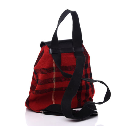 Burberry Wool Plaid Check Backpack Red 3 of 9