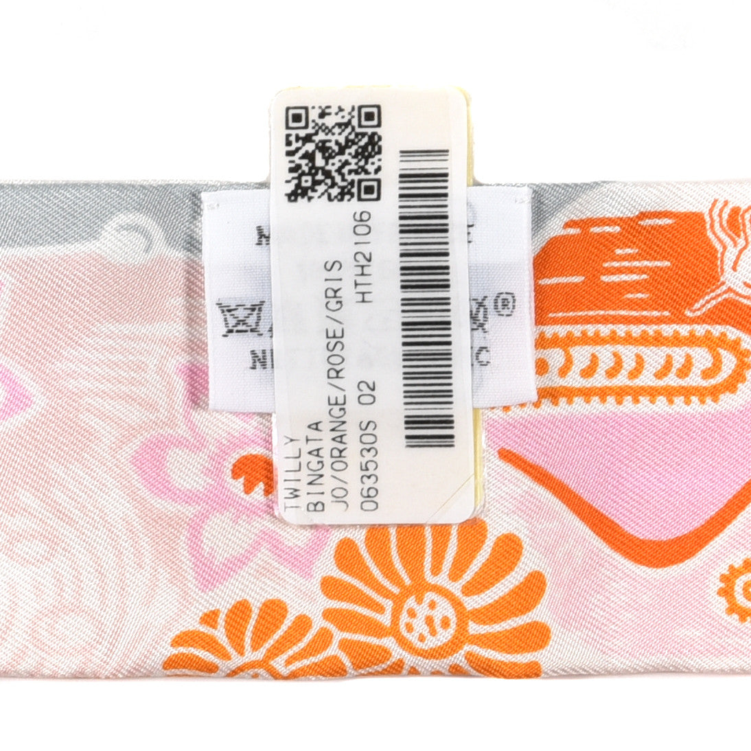 Silk Bingata Twilly Orange Rose Gris