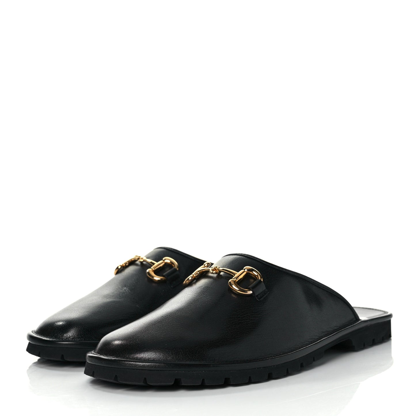 Goatskin Mens Horsebit Lug Sole Slippers 11 Black