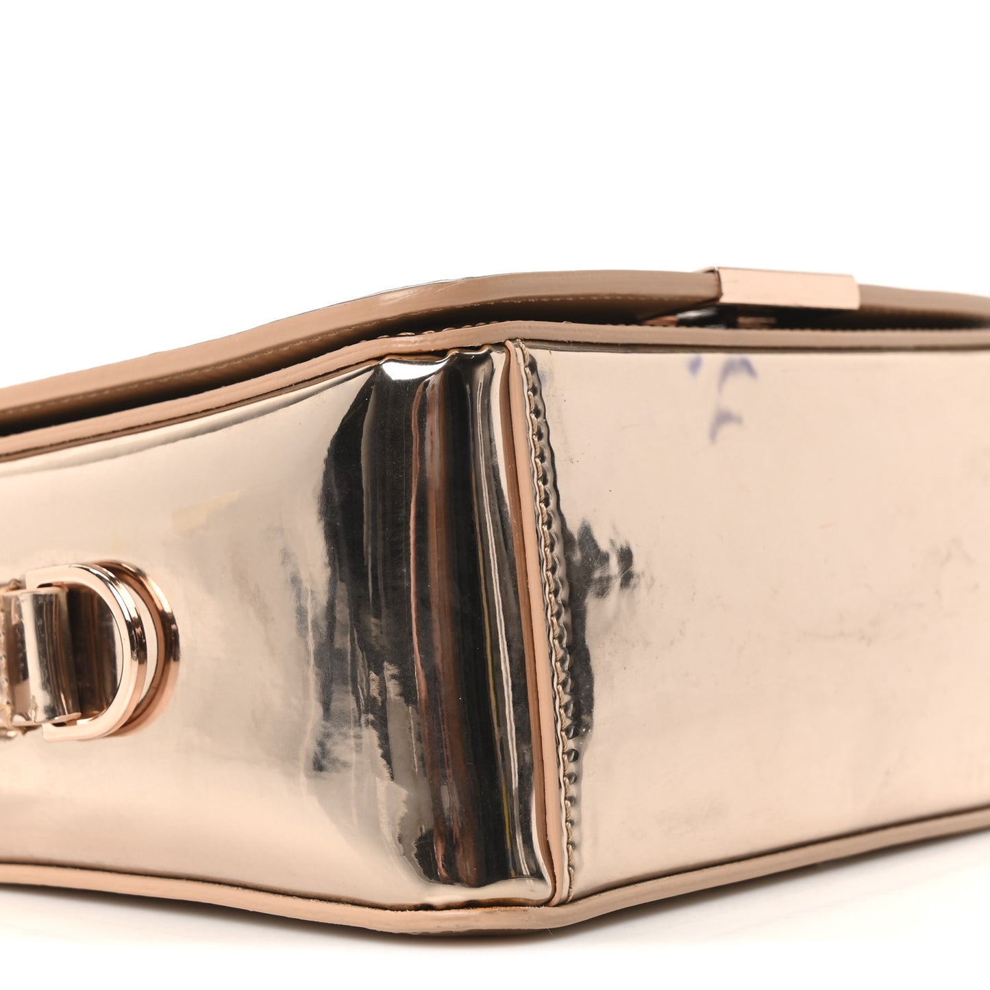 Patent Mirror Binder Clip Bag Rose Gold