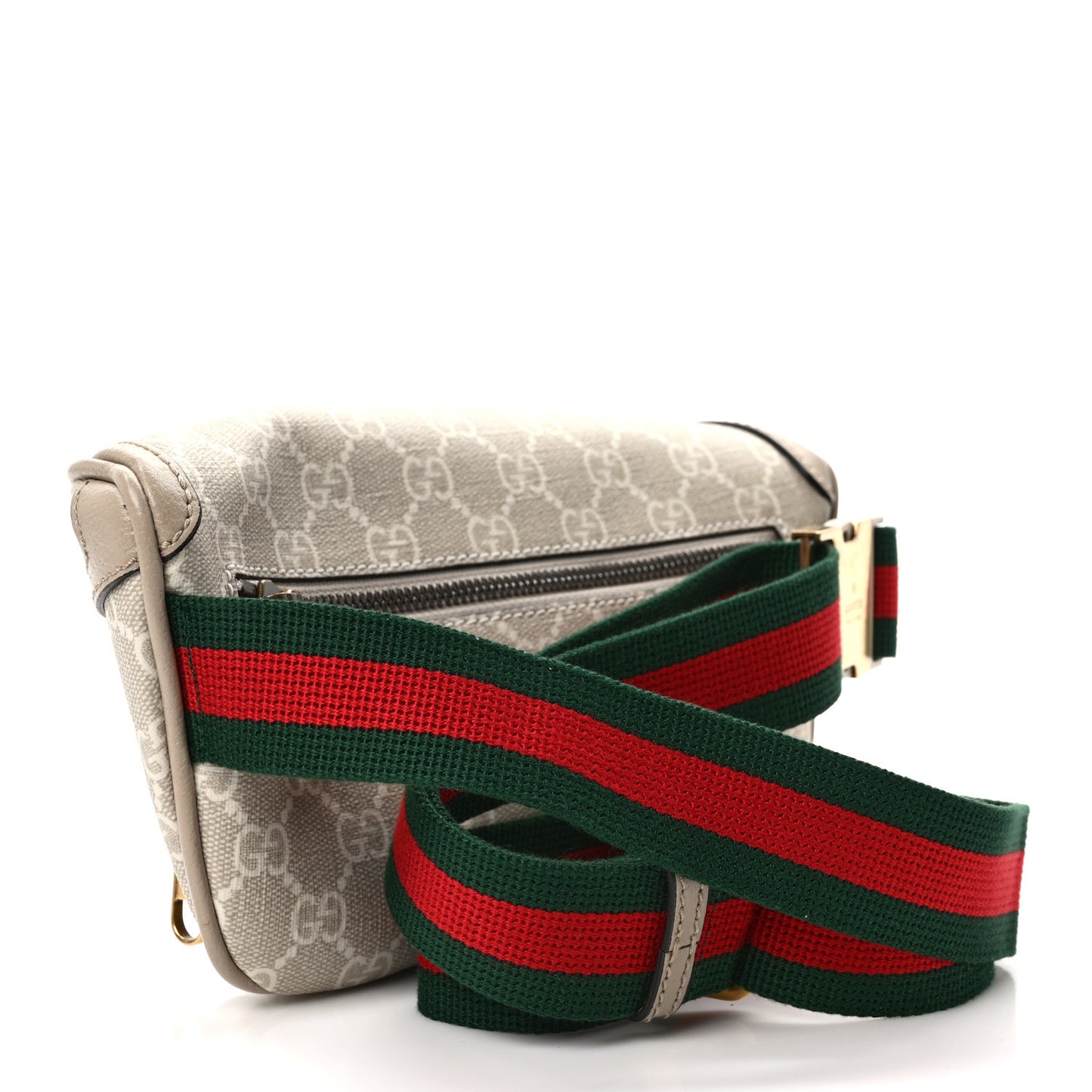 GG Supreme Monogram Textured Calfskin Web Retro Interlocking G Belt Bag Beige Mystic White Oatmeal