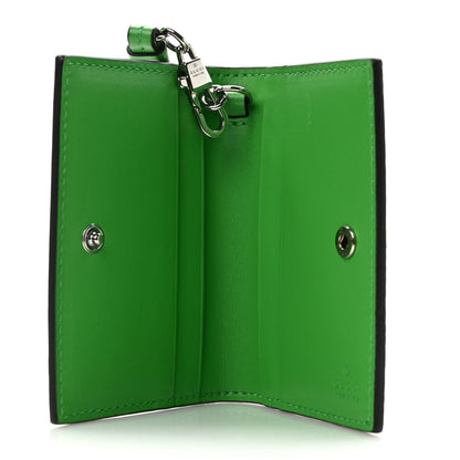 Gucci Calfskin GG Tennis Bi-Color Embossed Card Case Joy Green Joy Blue 5 of 7