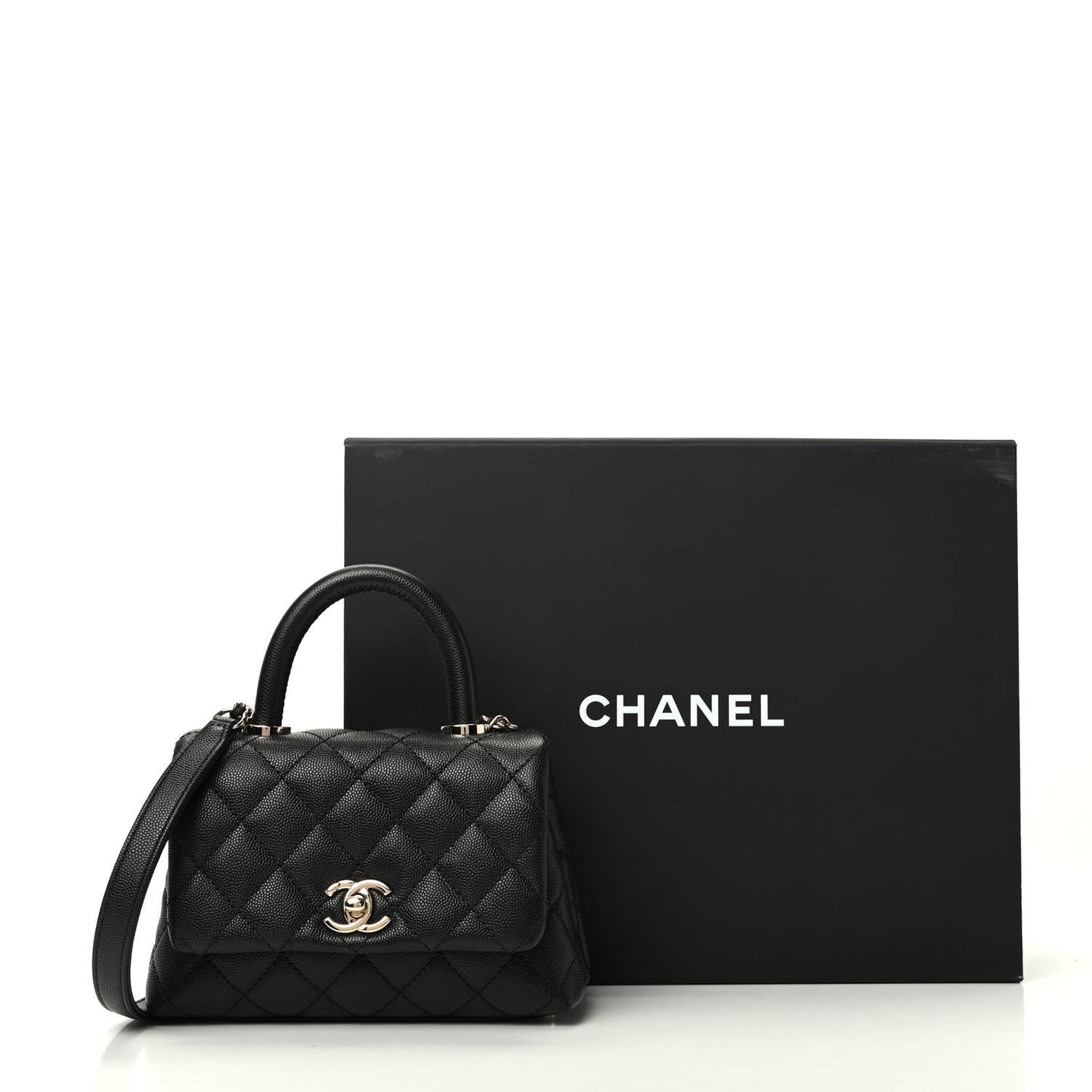 Caviar Quilted Extra Mini Coco Handle Flap Black