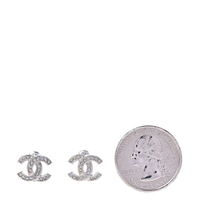 Chanel Crystal CC Earrings Silver 2 of 5