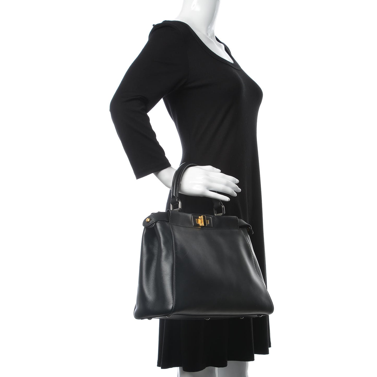 Vitello Suede Medium Peekaboo Iconic Satchel Black