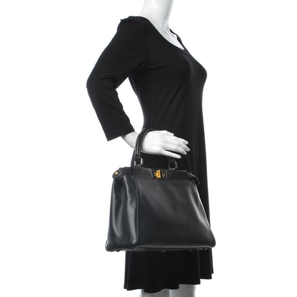 Fendi Vitello Suede Medium Peekaboo Iconic Satchel Black 2 of 14