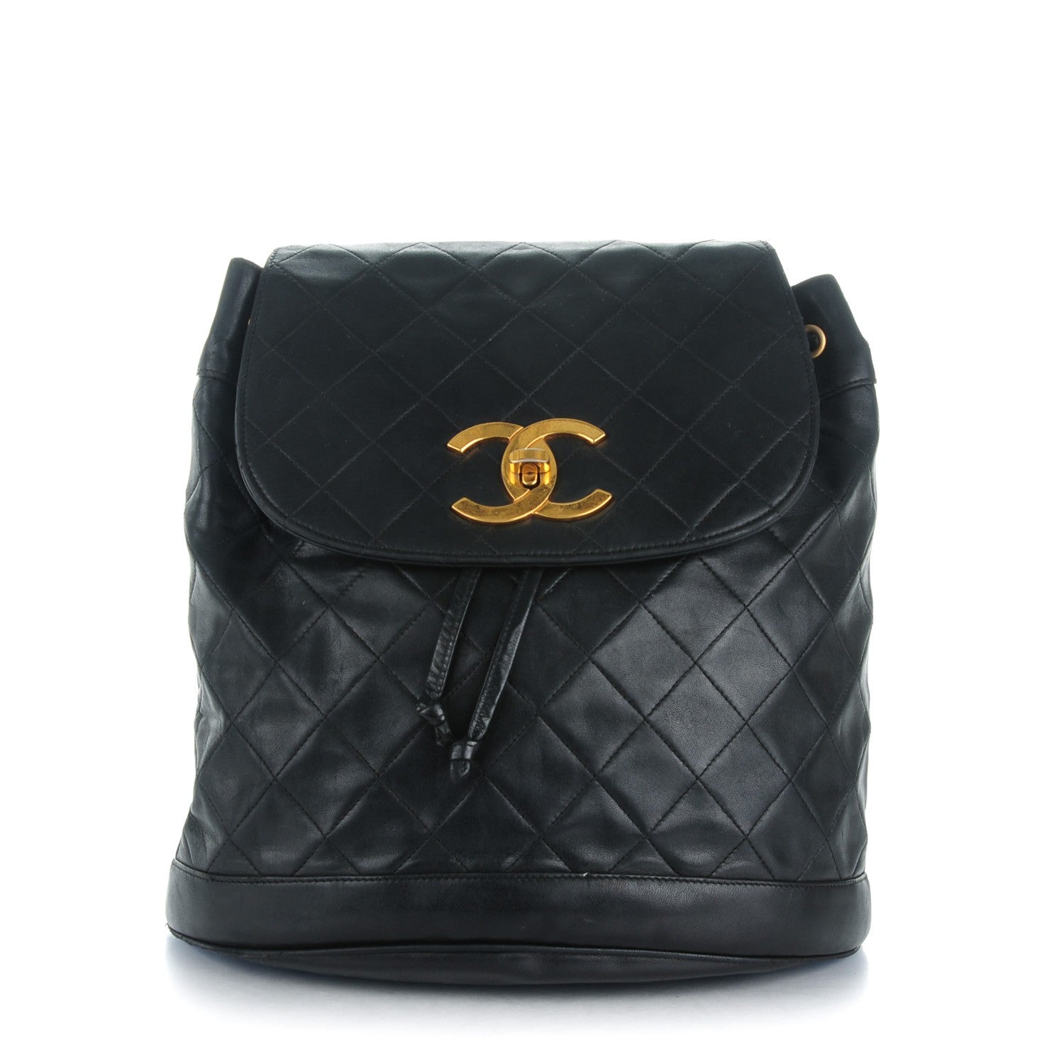 Chanel Lambskin Quilted Drawstring Backpack Black 1 of 11