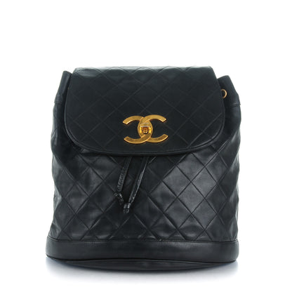 Chanel Lambskin Quilted Drawstring Backpack Black 1 of 11