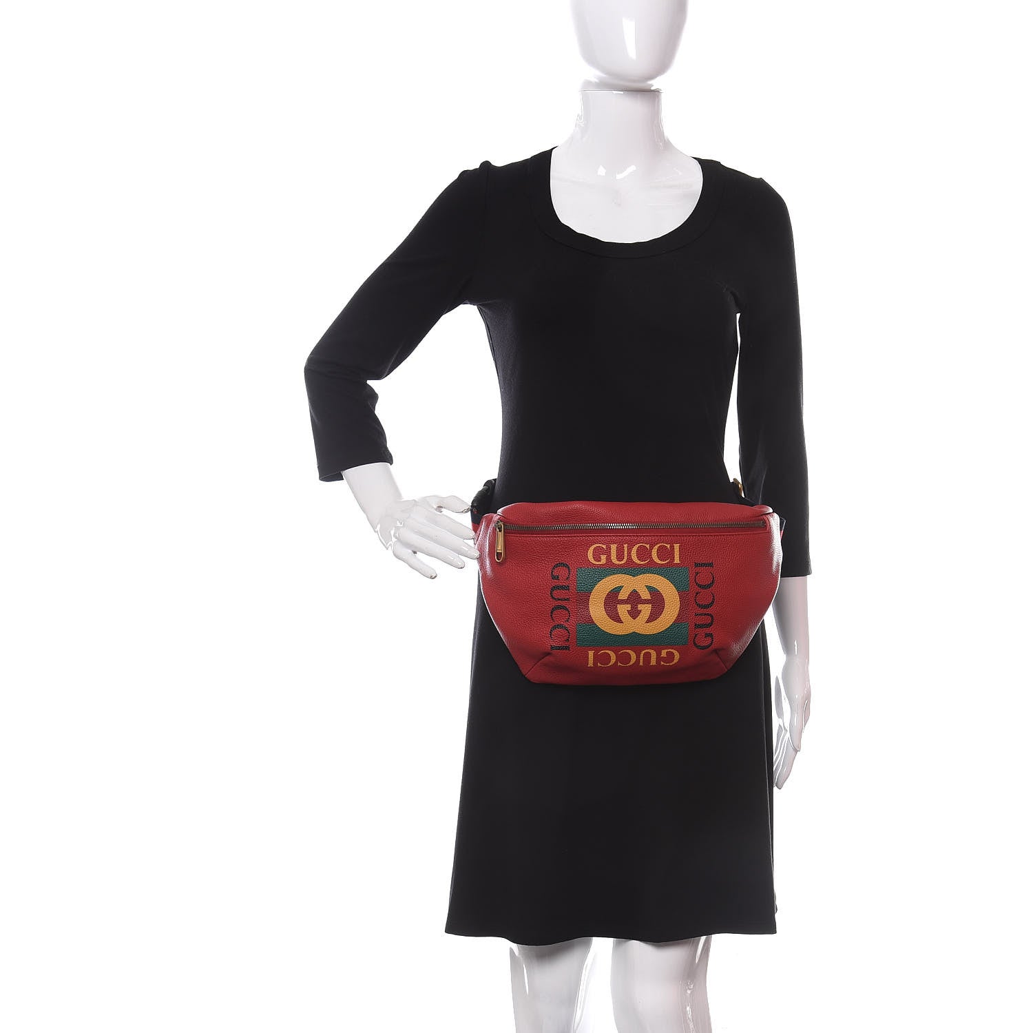 Gucci Grained Calfskin Logo Belt Bag Hibiscus Red 2 of 10