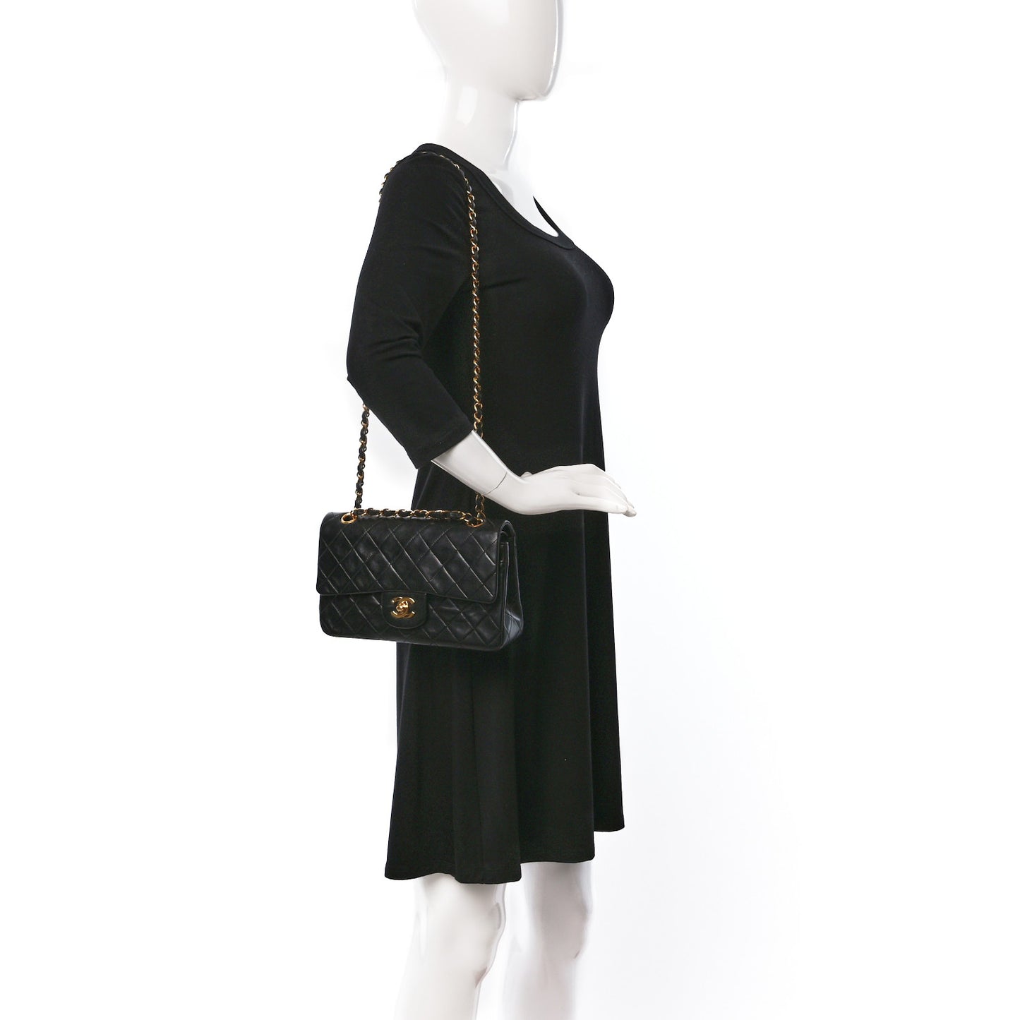 Lambskin Quilted Small Double Flap Black