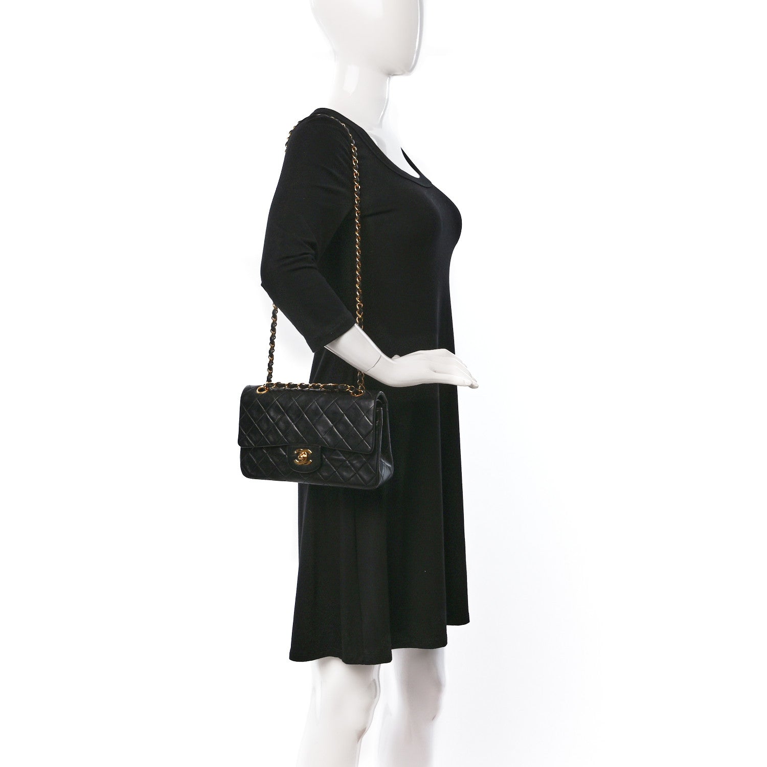 Chanel Lambskin Quilted Small Double Flap Black 2 of 9