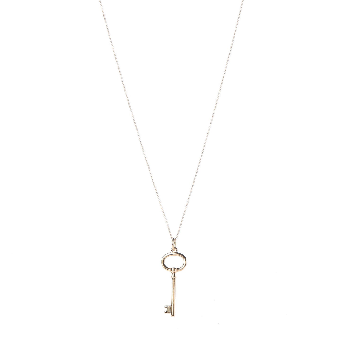 18K Yellow Gold Small Oval Key Pendant Necklace