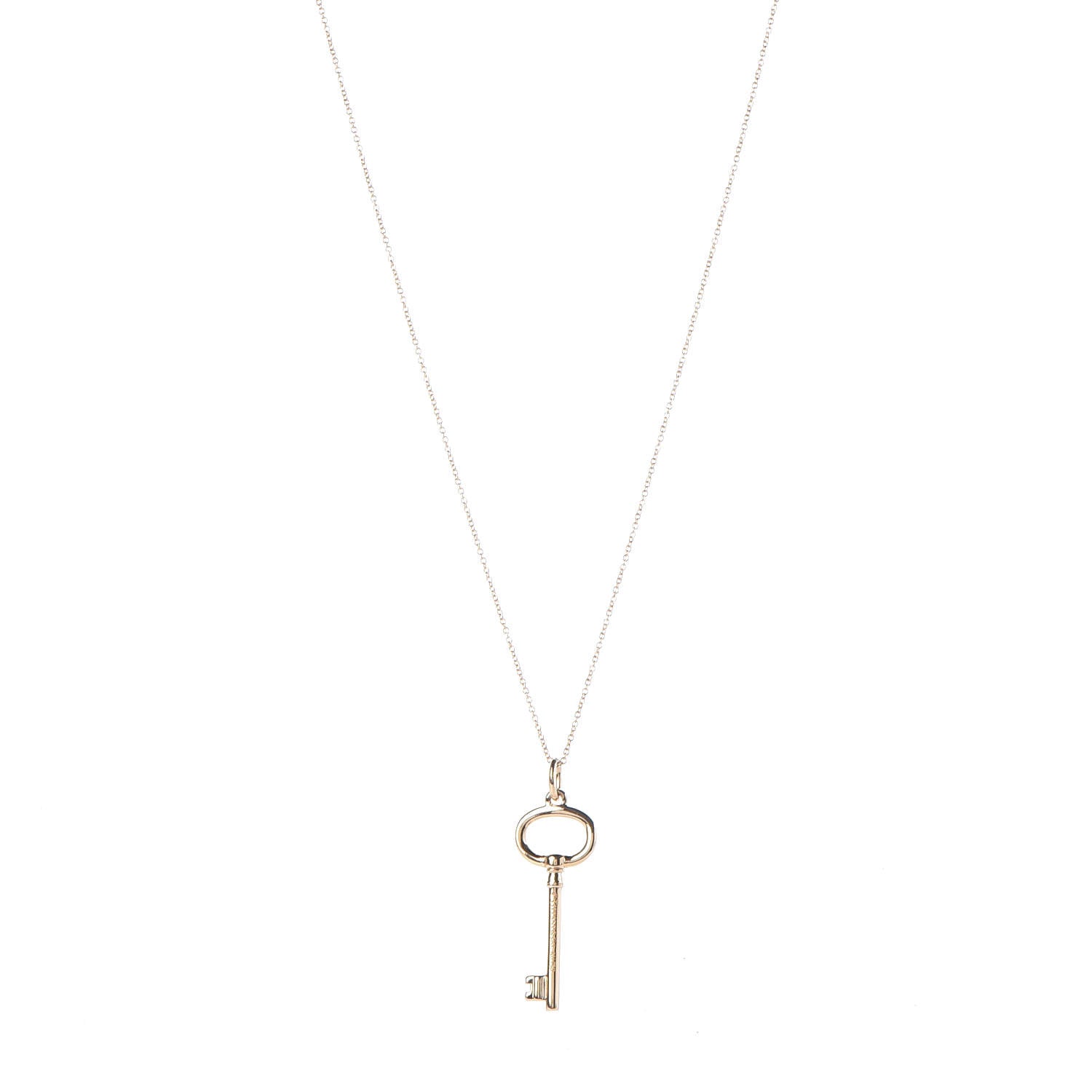Tiffany 18K Yellow Gold Small Oval Key Pendant Necklace 1 of 7