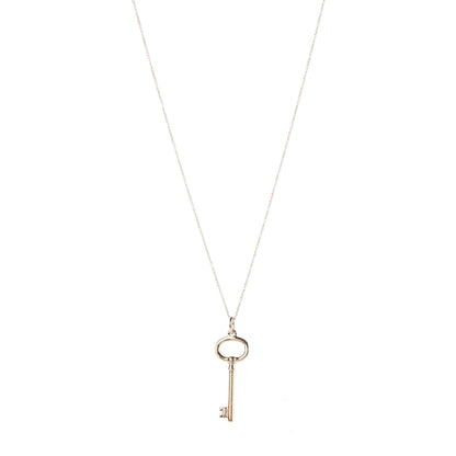 Tiffany 18K Yellow Gold Small Oval Key Pendant Necklace 1 of 7