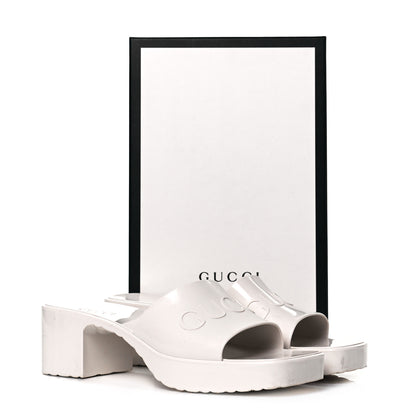 Gucci Rubber Gucci Logo Womens Platform 20/60mm Slide Sandals 41 Mystic White 8 of 8