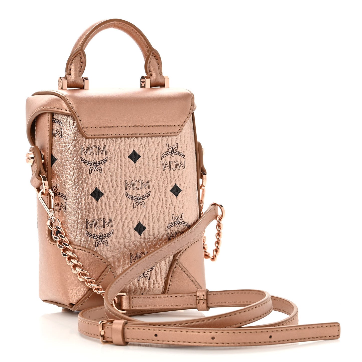 Metallic Visetos Mini Soft Berlin Crossbody Champagne