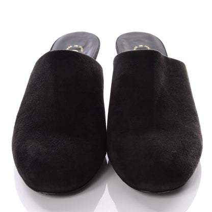 Chanel Kid Suede Logo Mules 39 Black 3 of 9