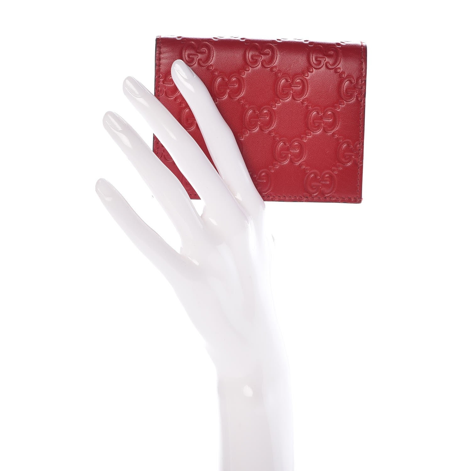 Gucci Guccissima Card Case Wallet Red 2 of 7