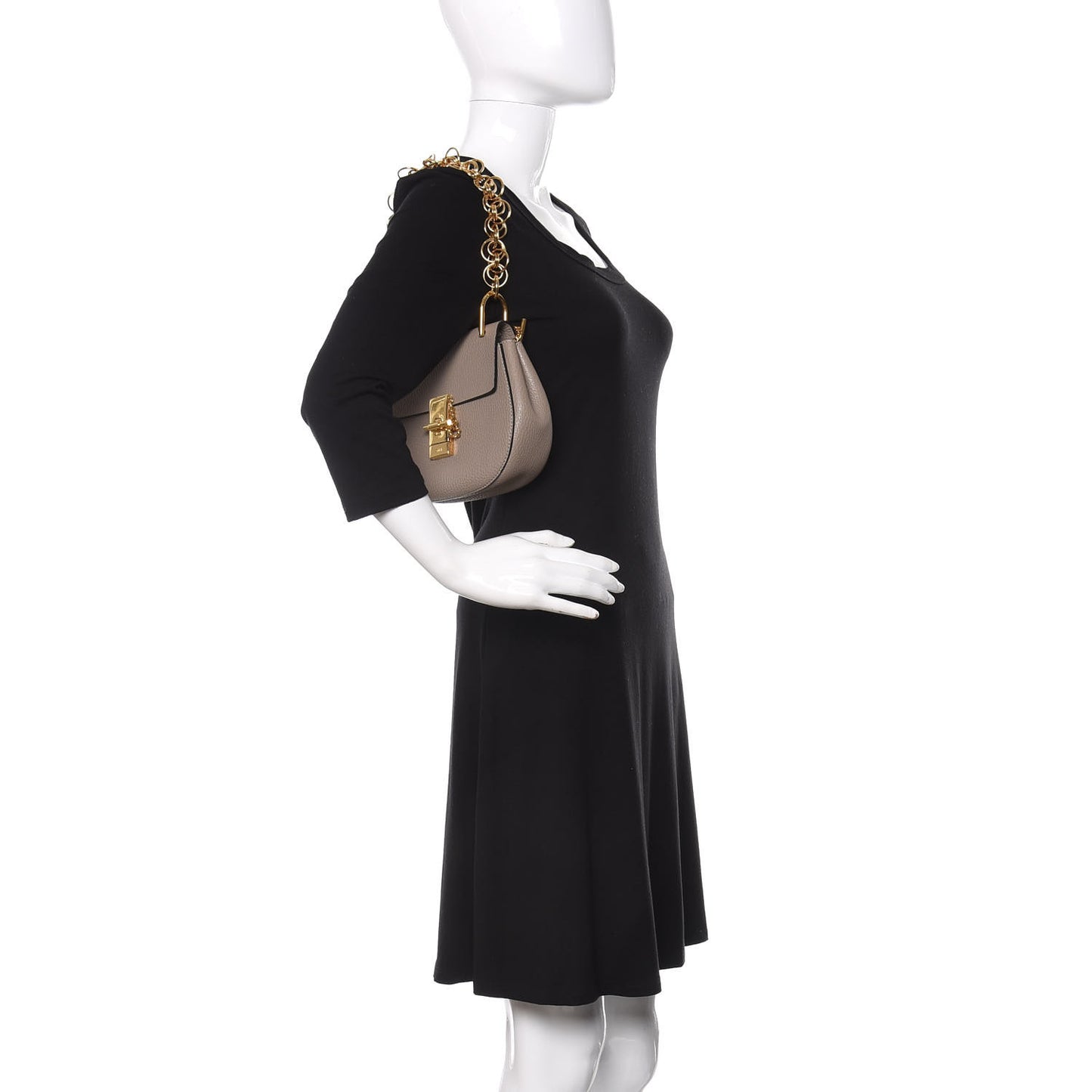 Grained Lambskin Mini Drew Bijou Shoulder Bag Motty Grey