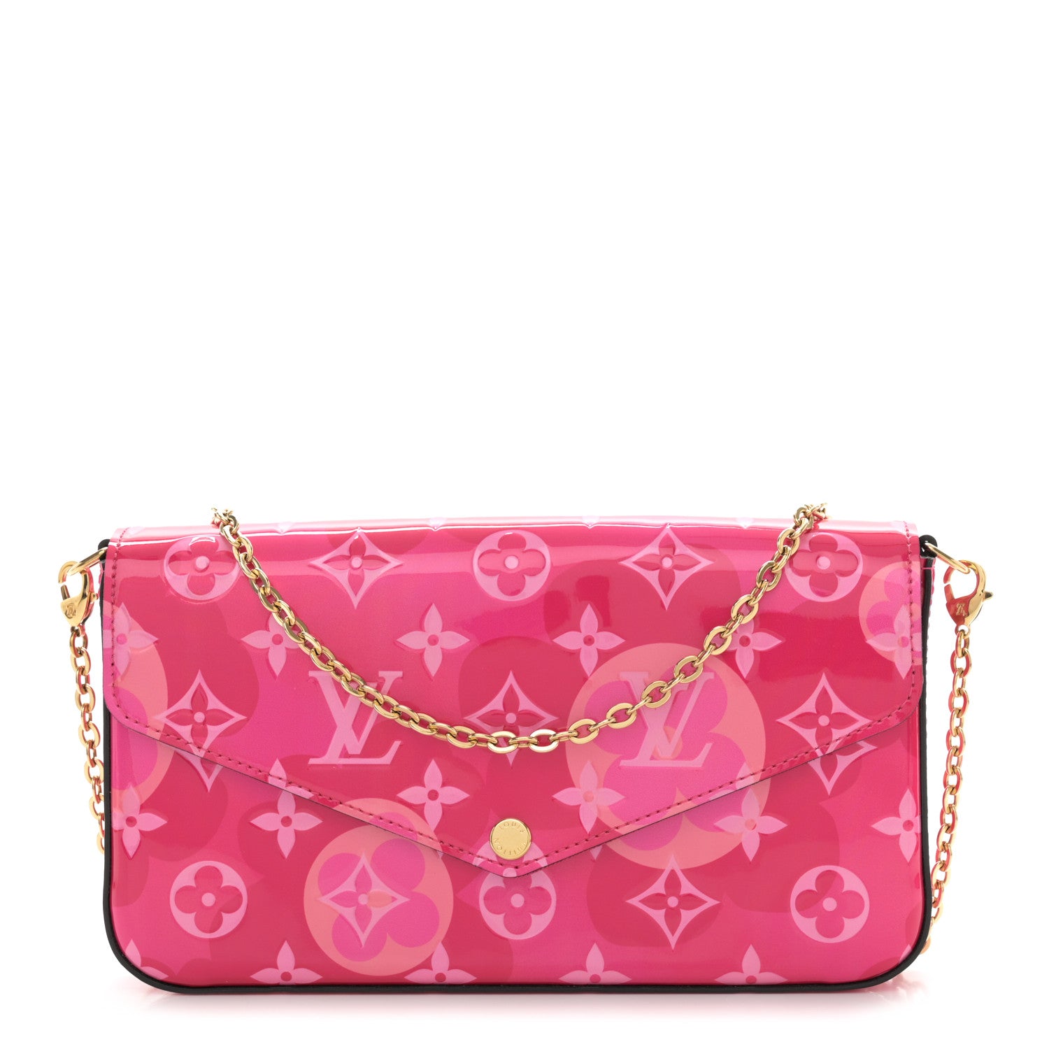 Louis Vuitton Vernis Valentine Pochette Felicie Chain Wallet Fuchsia 1 of 12