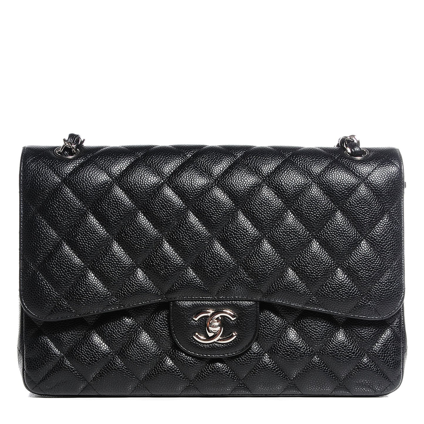 Caviar Quilted Jumbo Double Flap Black