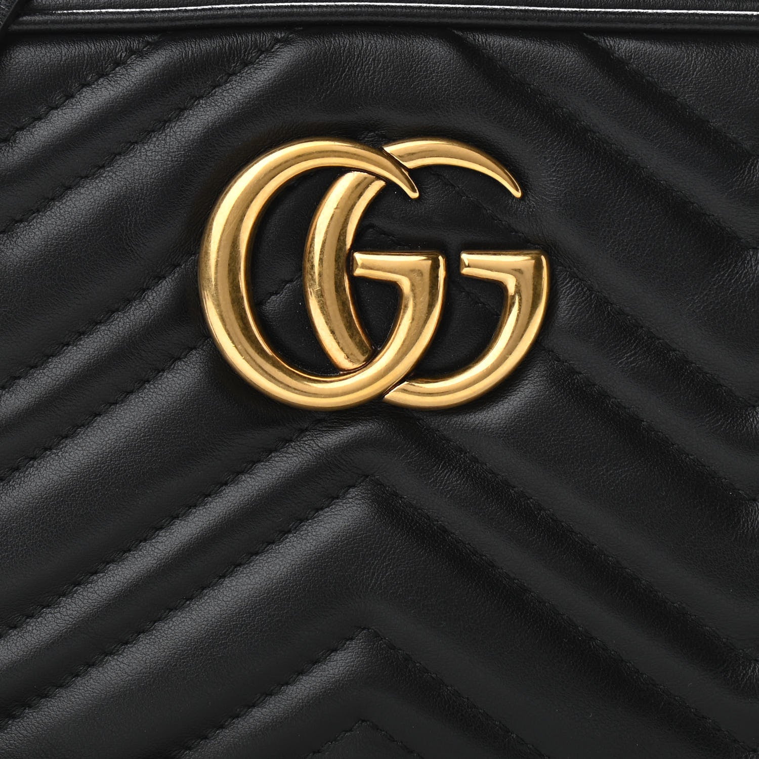 Gucci Calfskin Matelasse Small GG Marmont Chain Shoulder Bag Black 9 of 11