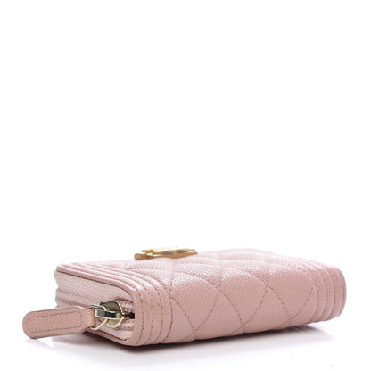 Chanel Caviar Quilted Boy Zip Around Coin Purse Wallet Light Pink 4 of 10