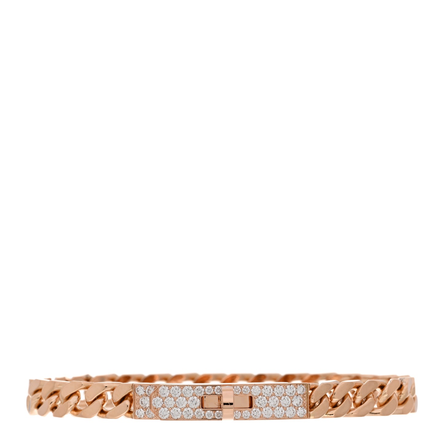 18K Rose Gold Diamond PM Kelly Gourmette Bracelet ST