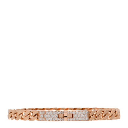 Hermes 18K Rose Gold Diamond PM Kelly Gourmette Bracelet ST 1 of 4
