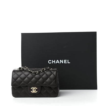 Chanel Lambskin Quilted Mini Rectangular Flap Dark Brown 11 of 11