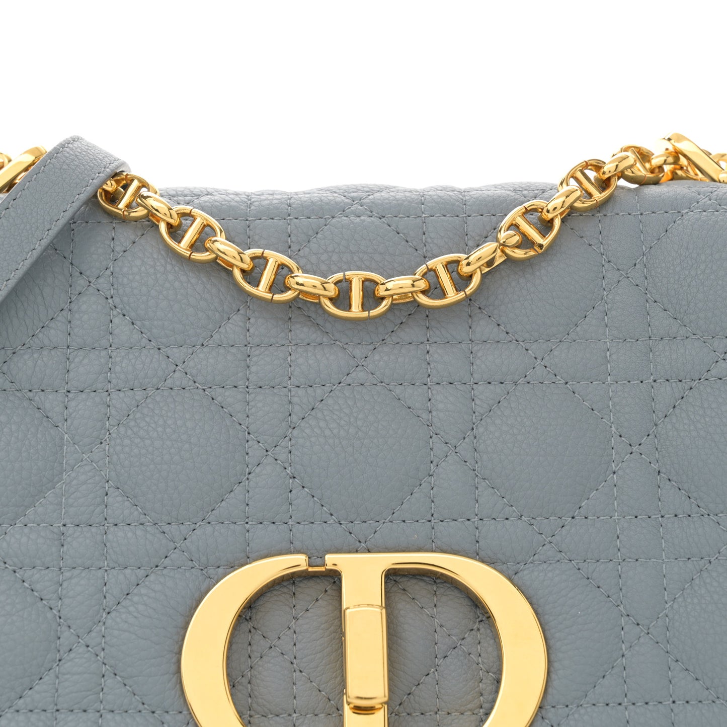 Supple Calfskin Cannage Medium Caro Bag Ethereal Grey