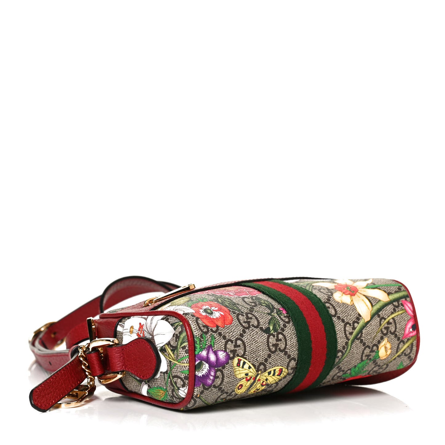 GG Supreme Monogram Flora Web Mini Ophidia Shoulder Bag Red