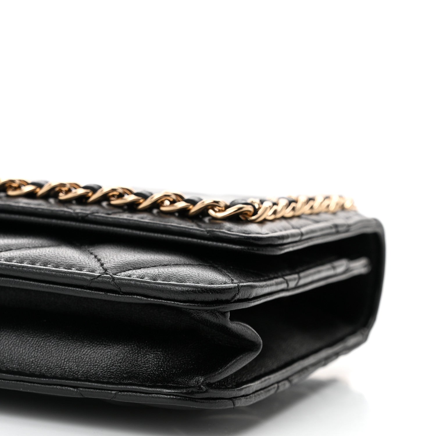 Chanel Lambskin Quilted Chain Around Wallet On Chain WOC Black 11 of 13