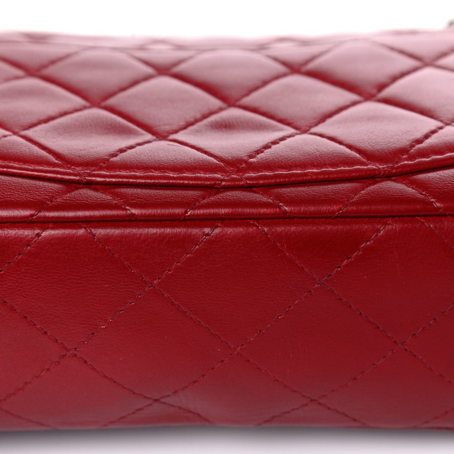 Lambskin Quilted Mini Rectangular Flap Dark Red