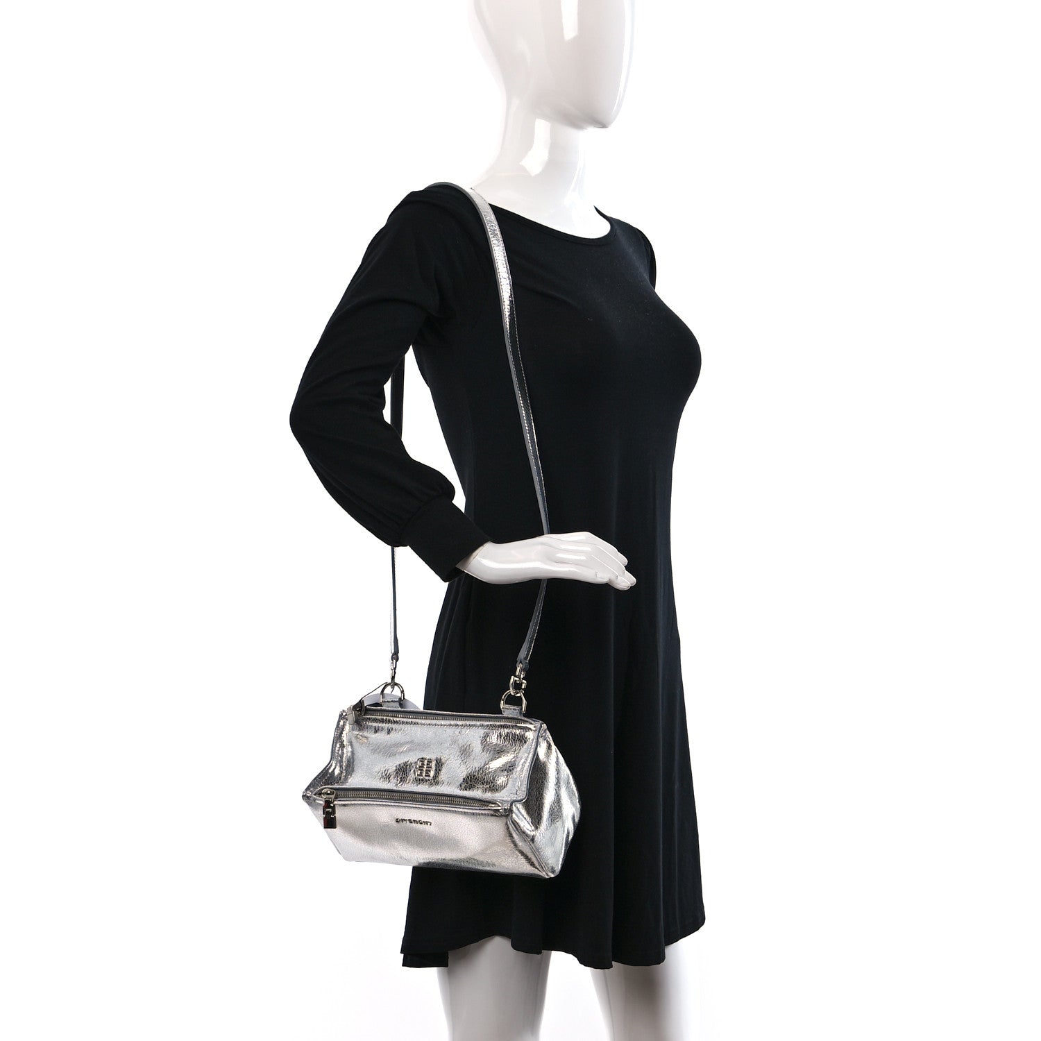 Givenchy Metallic Lambskin Mini Pandora Silvery 2 of 9