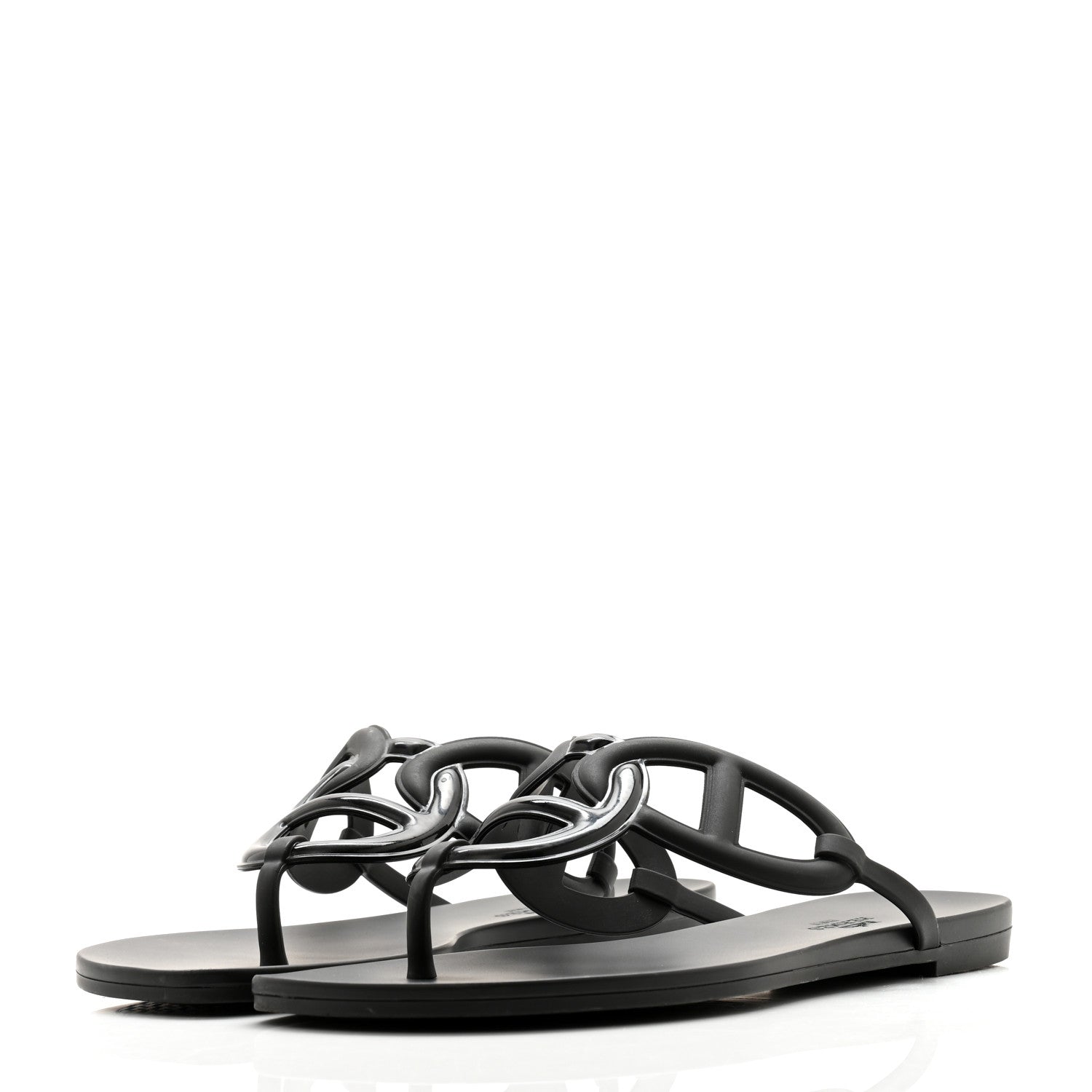 Hermes Rubber Womens Egerie Sandals 40 Black 3 of 9