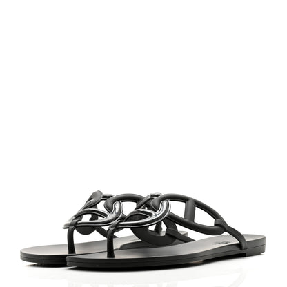 Hermes Rubber Womens Egerie Sandals 40 Black 3 of 9