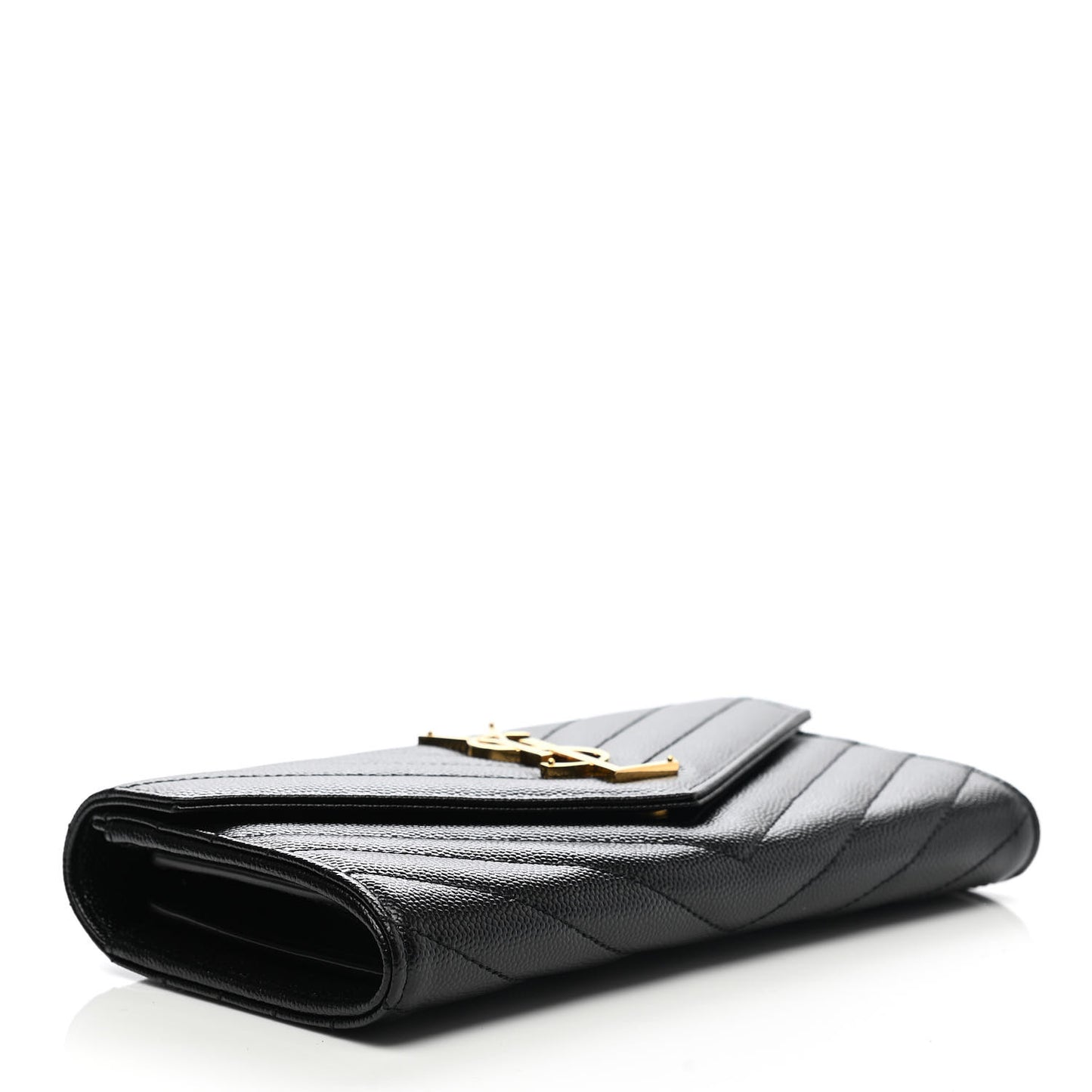Grain De Poudre Matelasse Chevron Monogram Flap Wallet Black