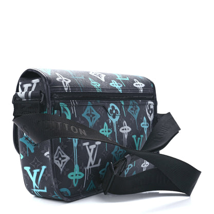 Louis Vuitton Monogram Eclipse LV Graffiti Archy Messenger MM Green Lights 3 of 11