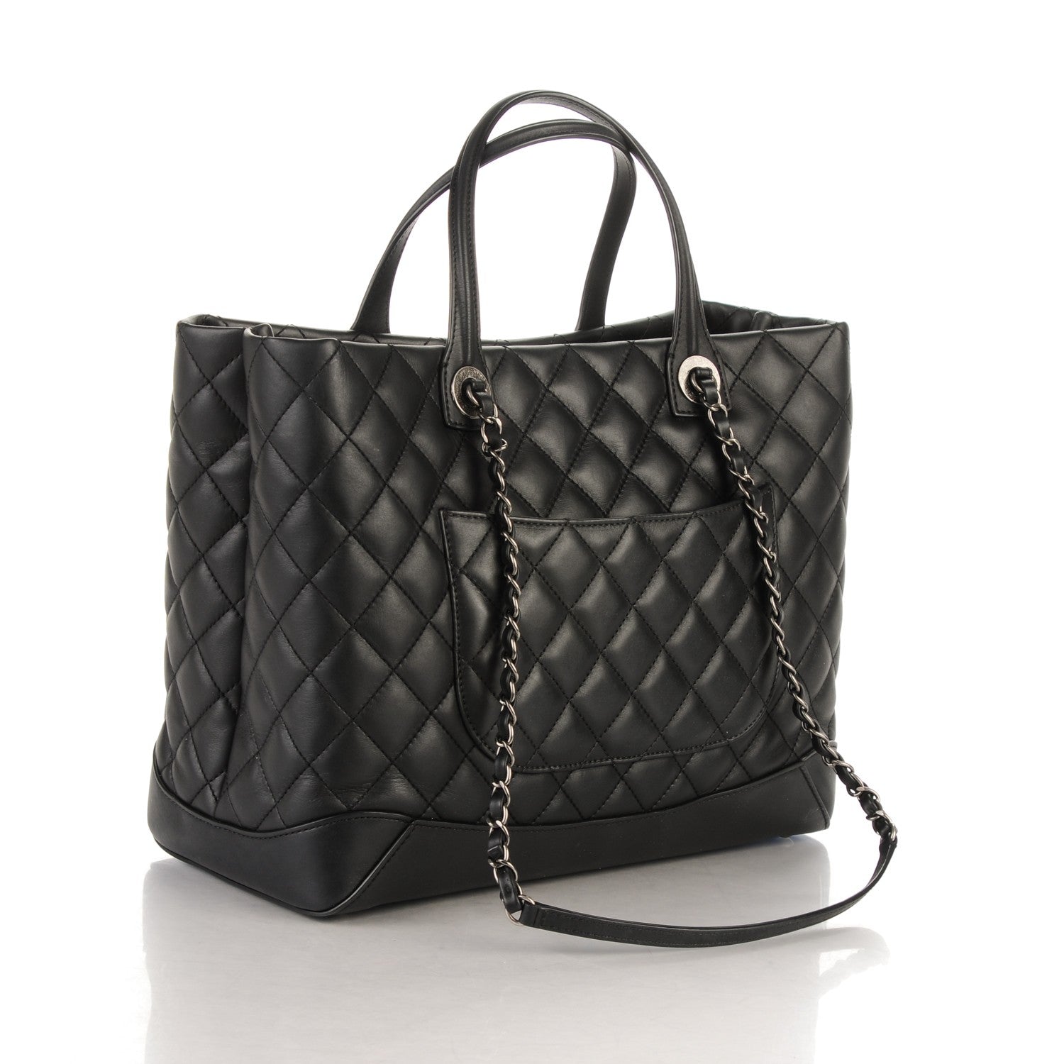 Chanel Calfskin Quilted Large Easy Shopping Tote Black 3 of 7