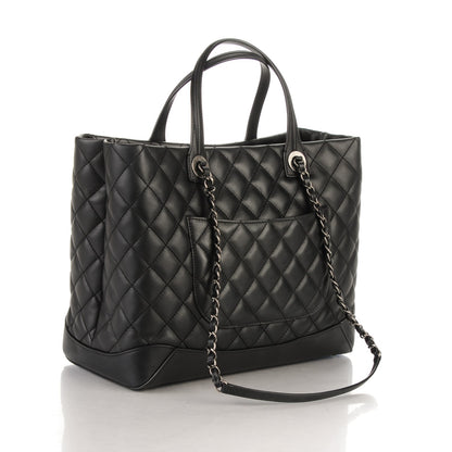 Chanel Calfskin Quilted Large Easy Shopping Tote Black 3 of 7