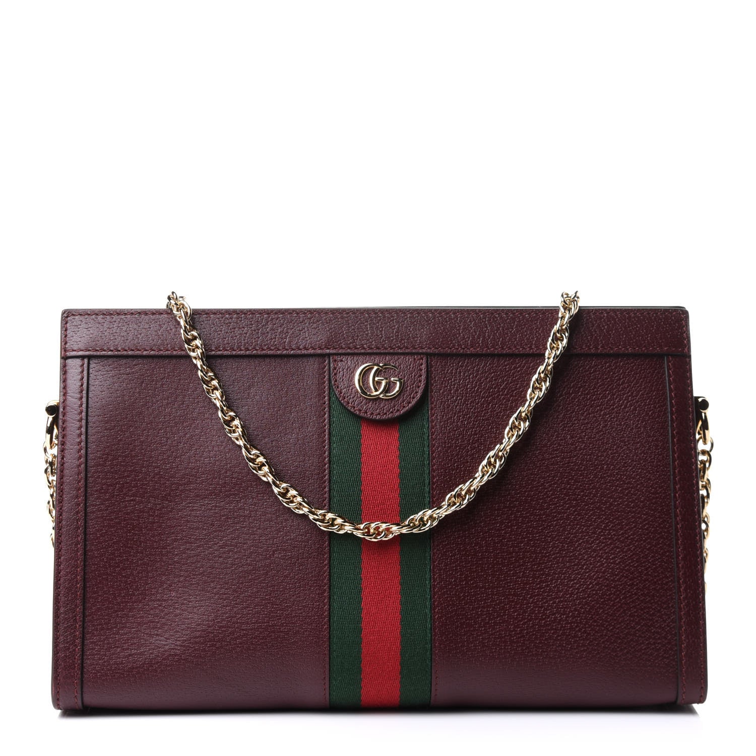 Gucci Textured Calfskin Web Medium Ophidia Chain Shoulder Bag Vintage Bordeaux 1 of 12