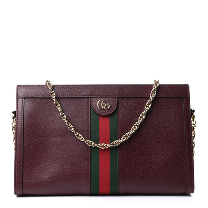 Gucci Textured Calfskin Web Medium Ophidia Chain Shoulder Bag Vintage Bordeaux 1 of 12
